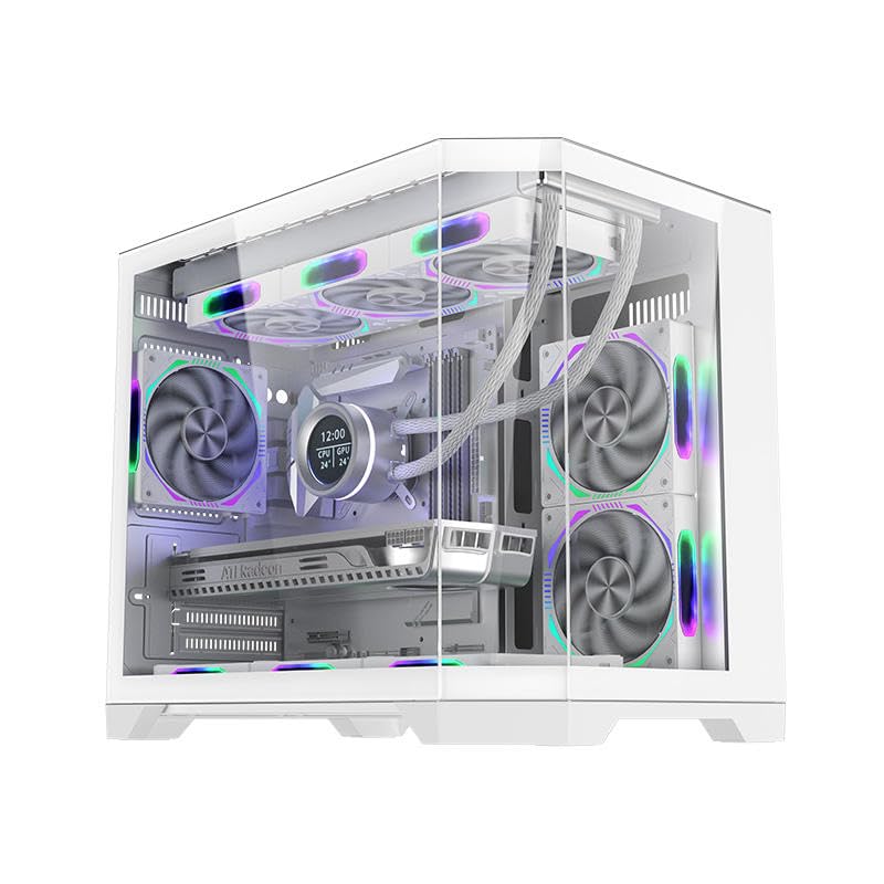 Image of M1 Gaming PC CASE (White) | TOP 360 MM AIO | M-ATX, Micro- ITX, 270 Degree Panoramic View |Bottom MESH for DUST Protection |USB2.0,USB3.0,Headphone and Microphone Jack |NO PREINSTALLED Fans