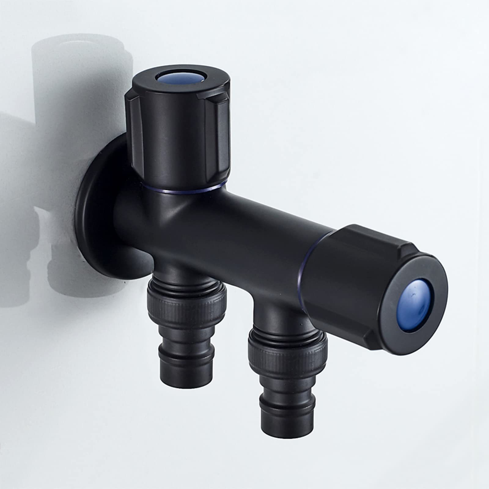 Grifo de jardín doble, uno en dos, grifo Compatible with lavadora, adaptador de grifo de latón doble, grifos de latón de doble salida, válvula de ángulo de control doble Compatible with exteriores, ne