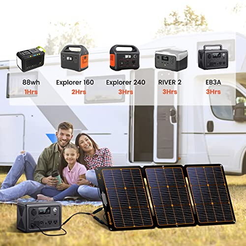 Image of FlexSolar 120W Portable ETFE Solar Panels for Power Station Generators 20.9V Foldable Solar Cell Monocrystalline Chargers with Kickstand P68 Waterproof Power Outage Emergency for Camping Van RV