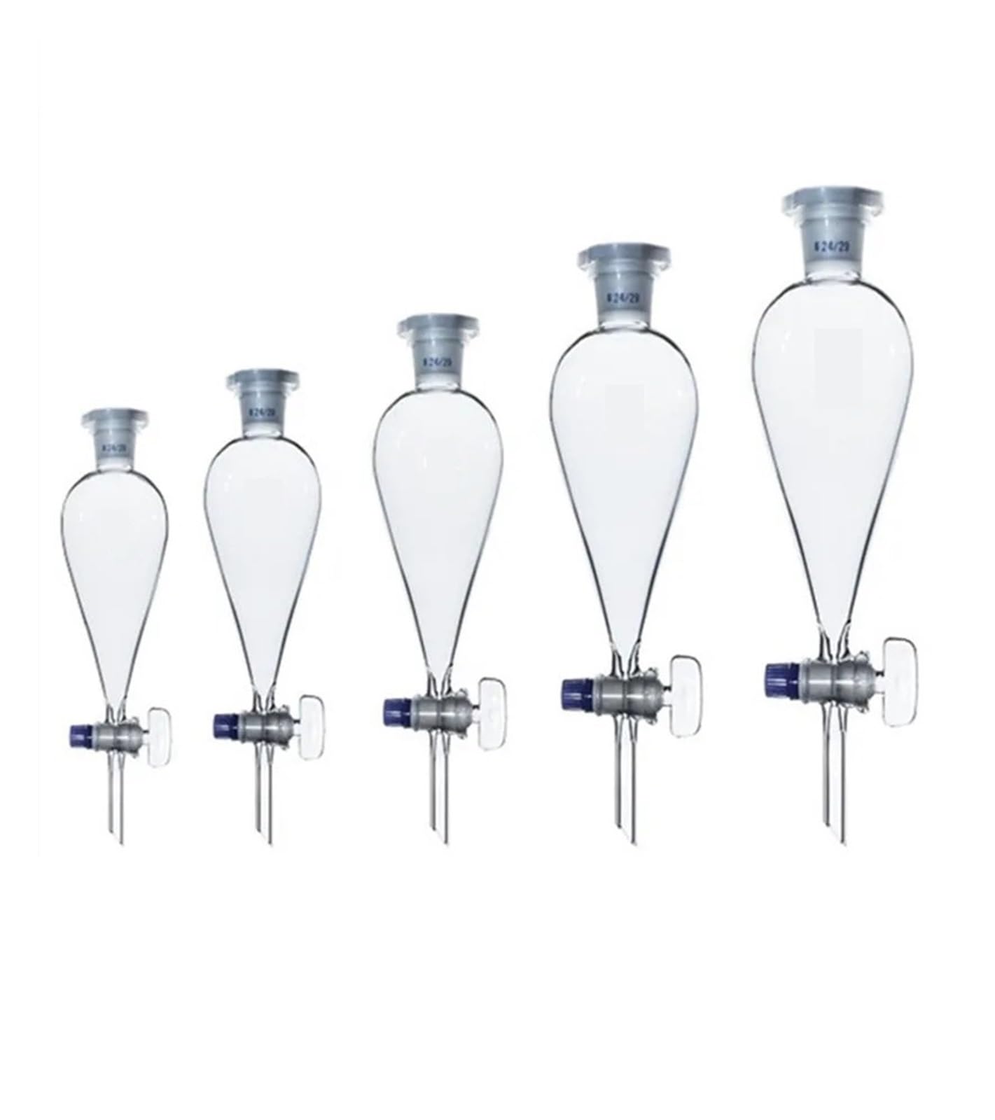 Embudo de separación piriforme de vidrio de borosilicato de alta calidad con tapón cónico de vidrio (material de laboratorio)(500ml 24/29)