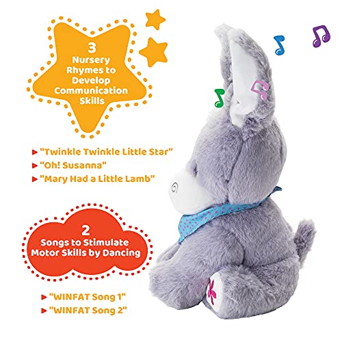 Kiddolab Cute Stuffed Animal Peek-A-Boo Donkey - Baby Toys For 6 To 12 & 18 Months Old Toddlers - Soft Plush Toy With Moving Ears - Baby Stuffed Animals For Infants W/Songs, Nursery Tunes & Lullabies #TOP3