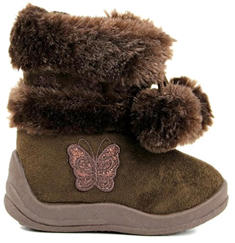 Little Girl's Zello Glitter Pom Pom Boots 5,Brown2