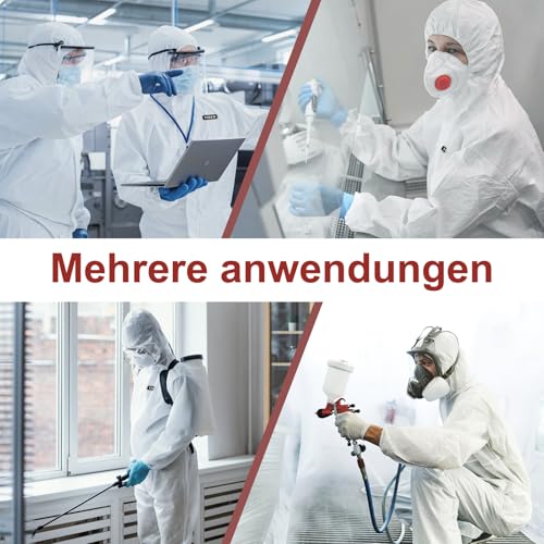 YIBER Einweg-Overall Schutzanzug | Ganzkörperschutzanzüge in 7 Größen mit verschiedenen Spezifikationen & strapazierfähigem PPSB-Material & PE-Folie | Sicher für unzählige Anwendungen