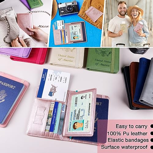 Image of Melsbrinna Rfid Passport Holder for Travel women /Men, Cute Passport Wallet Rfid Blocking Card Slots, Rfid Passport Cover /CaseTravel Wallet, Passport Book Holder (1, Pink2)