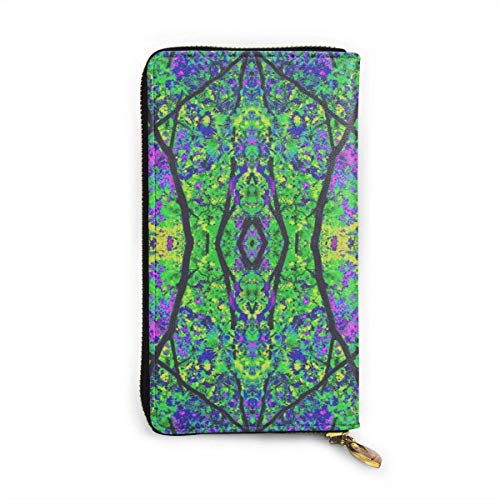 Preisvergleich Produktbild JHGFG Kaleidoskop Geometrische Kunst Echtes Leder Geldbörse Lange Damen Geldbörse Handtasche Multi Kartenhalter Organizer Für Frauen Personalisiert