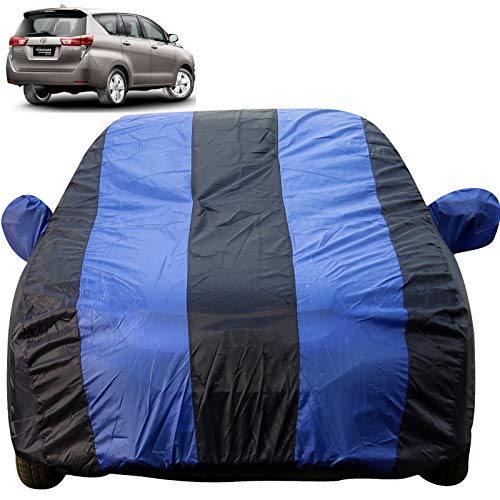 Image of Autofact Car Body Cover with Mirror Pockets Compatible for Toyota Innova Crysta (Triple Stitched, Bottom Fully Elastic, Royal Blue Color)