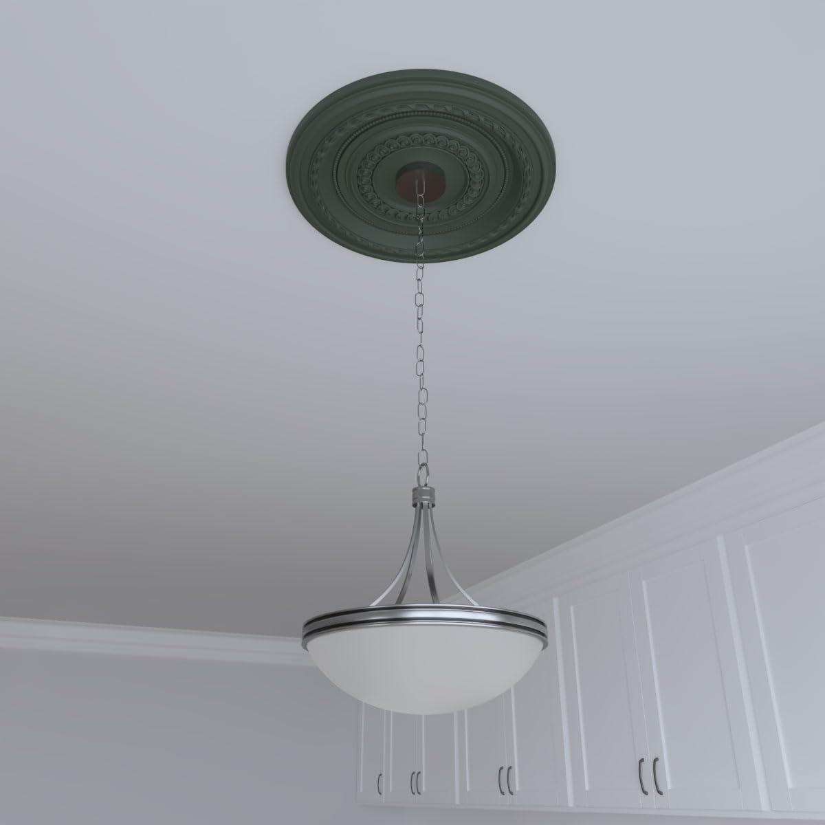 19"OD x 3 1/2"ID x 1"P Cole Thermoformed PVC Ceiling Medallion (Fits Canopies up to 5 1/8"), UltraCover Satin Hunt Club Green — Amazon image 8