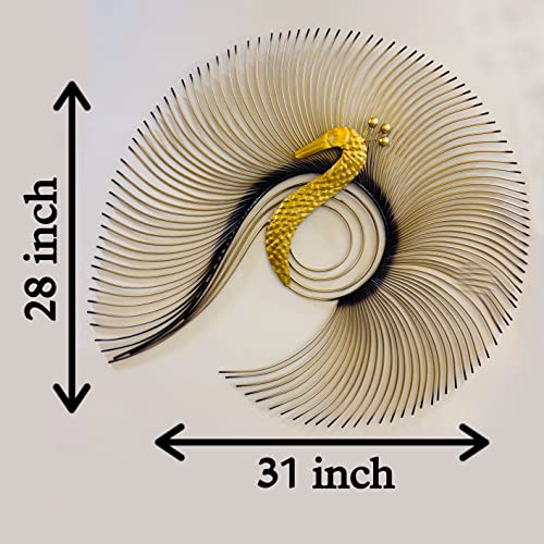 Image of SNS Decor Metal Peacock Wall Art Decorations | Modern Luxury Metal Wall Art Decor, | Perfect 3D Wall Sculpture For Living Room, Drawing Room, Restaurant, Hotel & Office (Design-047)
