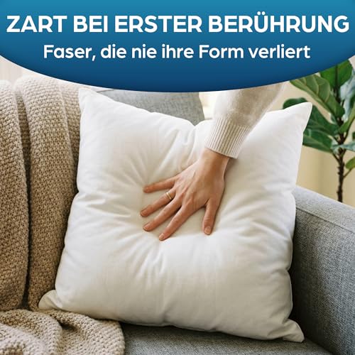 Flowen Kissen 50x50 Kopfkissen 4er Set für Sofa und Bett Innenkissen Hypoallergene Anti-Milben Kissenfüllung mit Weicher Gesteppter Kissenbezug 100% Polyester für Haus/Hotel 3