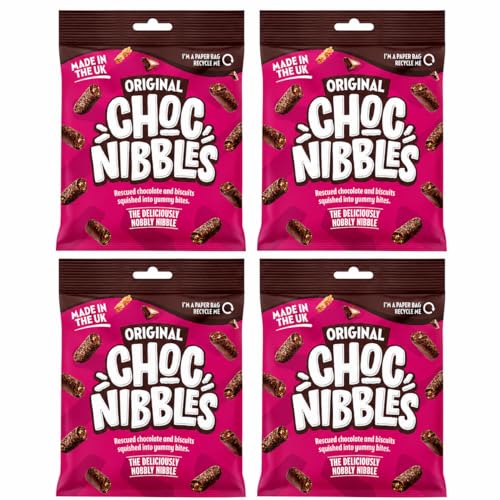 4 x Original Choc Nibbles Chocolate Biscuit Bites 135g Packs Crispy Biscuit Pieces Coated in Smooth Milk Chocolate Sharing Treats for Snacking Lunchboxes Parties & Movie Nights