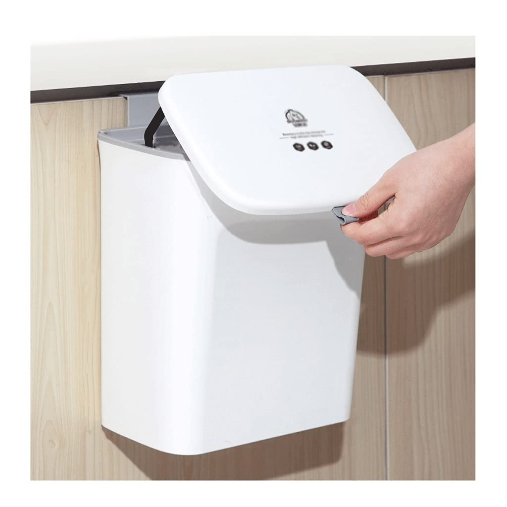 Cubos de basura de interior Cuarto de baño RV Puerta de gabinete Bosta plegable de papel de inodoro con tapa plegable Camping Bote de basura de pared Basura de pared Blanco gris 2.3 galón Papeleras de
