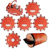 Home Intuition Magnetic Emergency LED Beacon Safety Light Flare Discs with Hook, 6 Pieces