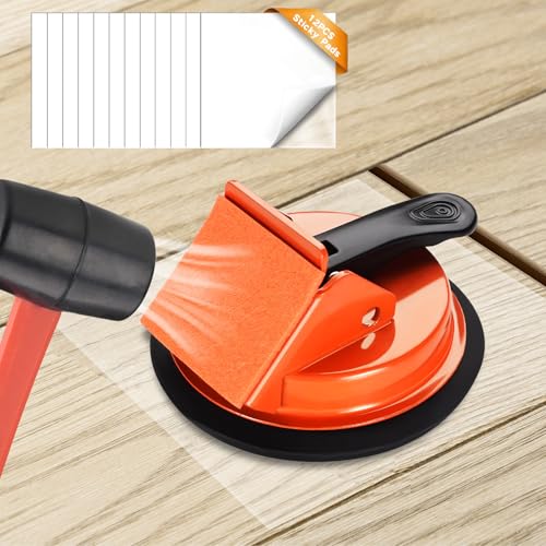 REXBETI Floor Gap Fixer Tool Plank Gap Repair Kit Upgraded Heavy Duty Suction Cup Laminate Flooring Tool 45 Widened Striking Surface 12pcs Sticky Pads Fixer Laminate/Vinyl Flooring/Hardwood