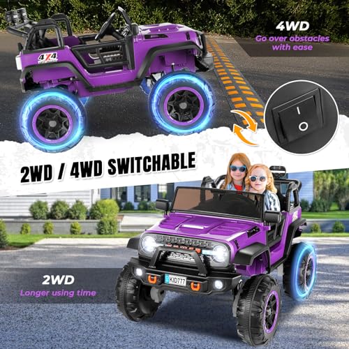 Hikole 24V 4WD Ride on Toys with Remote, 2 Seater Kids Electric Car with 20 Inch Seater, 4x100W Motors, 4 Shock Absorber - Additional View