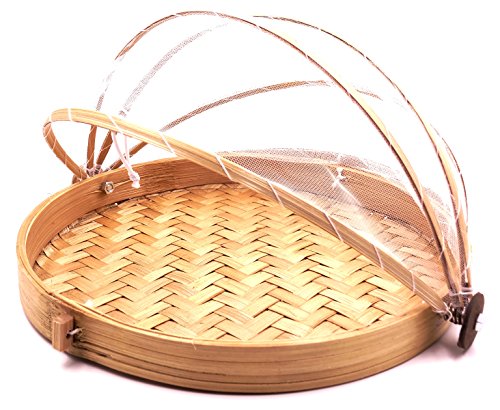 artisanal Cloche à Fromage Fruit 30 cm Garde Manger Bambou Corbeille Blanc Plateau Fromage Filet Naturel Protège Aliments …