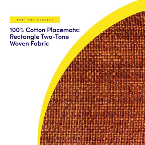 Sweet-Home-Collection-100-Cotton-Placemats-for-Dining-Room-Rectangle-Two-Tone-Woven-Fabric-13-x-19-Soft-Durable-Table-Mat-Set-Set-of-4-Rust Sweet Home Collection 100 Cotton Placemats for Dining Room Rectangle Two Tone Woven Fabric 13 x 19 Soft Durable Table Mat Set Set of 4 Rust