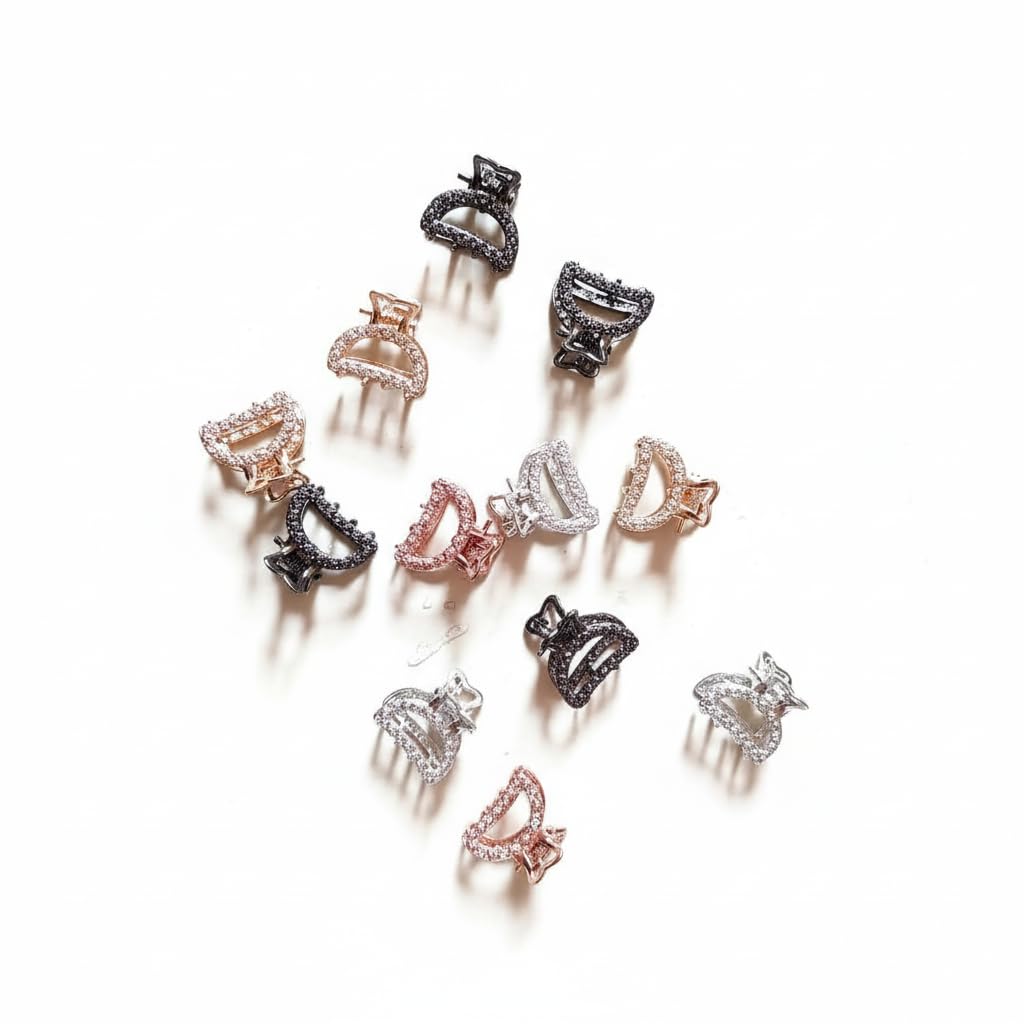 Assorted Metal Hair Claw For Women & Girls | Strong Grip Metallic Claw Clips | Stylish & Durable Hair Accessories Metal Multicolour Pack of - 12-image-49