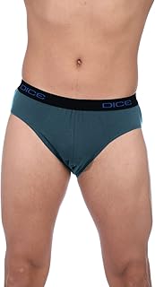 دايس سراويل داخلية سادة باستك عند الخصر بلون متباين للرجال - زيتي، XXL (عبوة من 6 قطع)