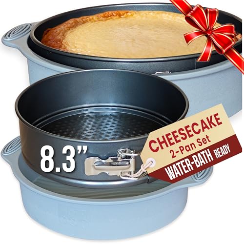 8 Inch Springform Cake Pan NONSTICK - Cheesecake Pan with Silicone Sleeve – NO LEAKS in Water Bath - No Foil Wrap Needed - Easy Cake Release – Sturdy Build - Heavy-Gauge Carbon Steel 0.4 mm
