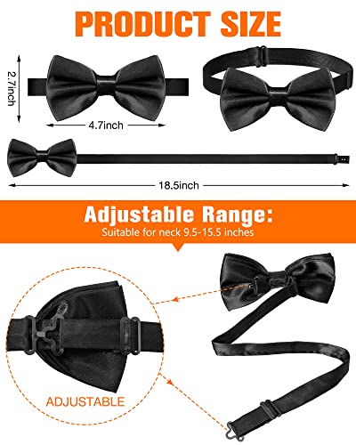 Image of Hercicy 20 Pieces Bow Ties for Men, Formal Satin Solid Tuxedo Adjustable Length Pre Tied Bow Ties for Wedding Celebration