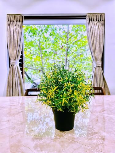 Image of PAPERI Artificial Rosemary Plants for Home Decor - Indoor Fake Rosemary Plant Flowers with Pot, Bathroom Decorations Items, Small Plastic Trees, Decoration Flower for Living Room Table, Yellow