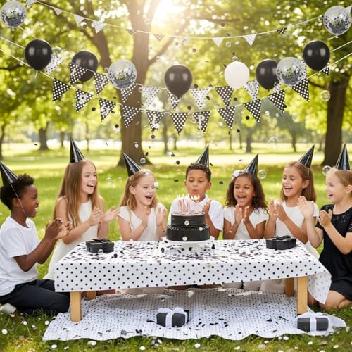 Image of Black Metallic Foil Confetti(0.59 inch) Round Dots Glitter Table Confetti for Party Wedding Decorations,2.11 OZ per pack