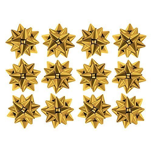 Robelli Pack of 12 Gold Metallic Gift Bows - 6cm