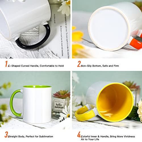 Agh 11 Oz Sublimation Mugs Blank With Colored Inside And Handle, Classic Ceramic Coffee Mugs, 8 Pack #TOP5