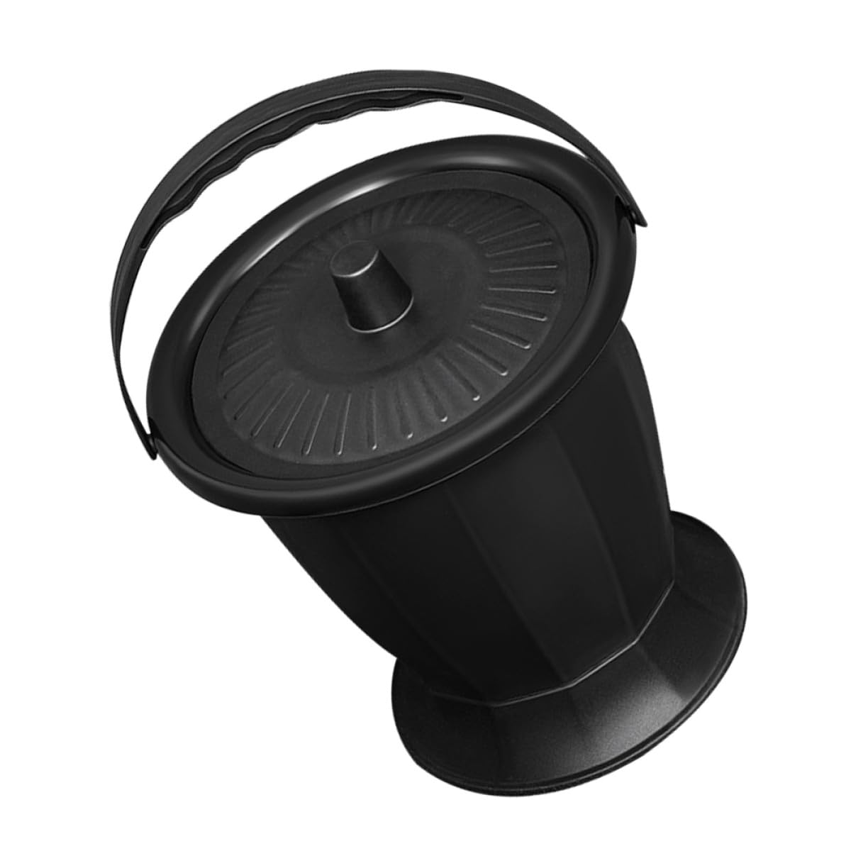 Pot de chambre portable noir en PP léger avec couvercle - 8
