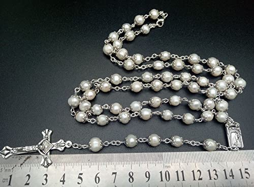 Jirehjill Terço Católico para Mulher - Contas de Rosário de Vidro de Cristal Vermelho, Presentes Cat
