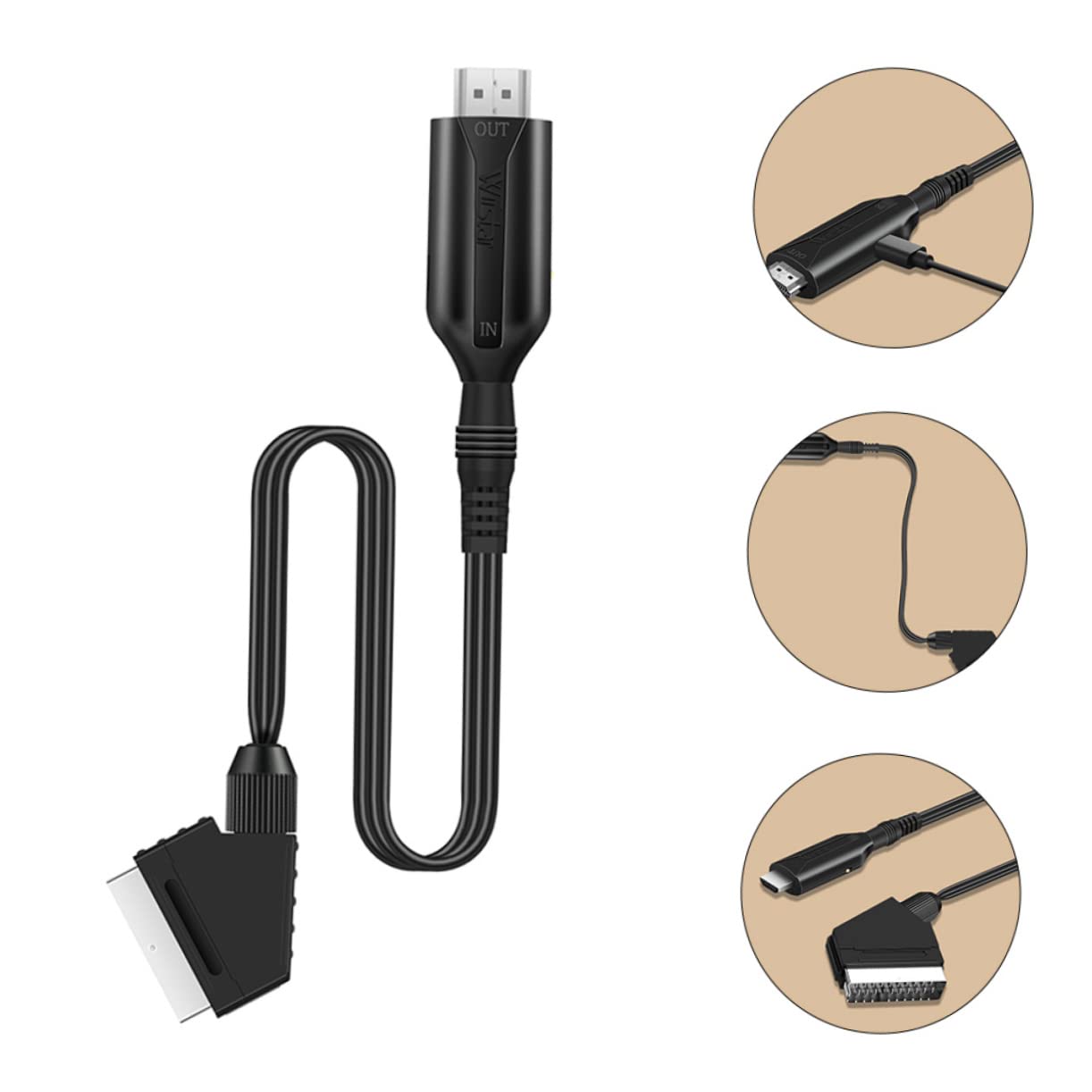 NUOBESTY 3 Piezas Convertidor Scart Adaptador de Audio y Video Soporte para Vga y DVD Instalación