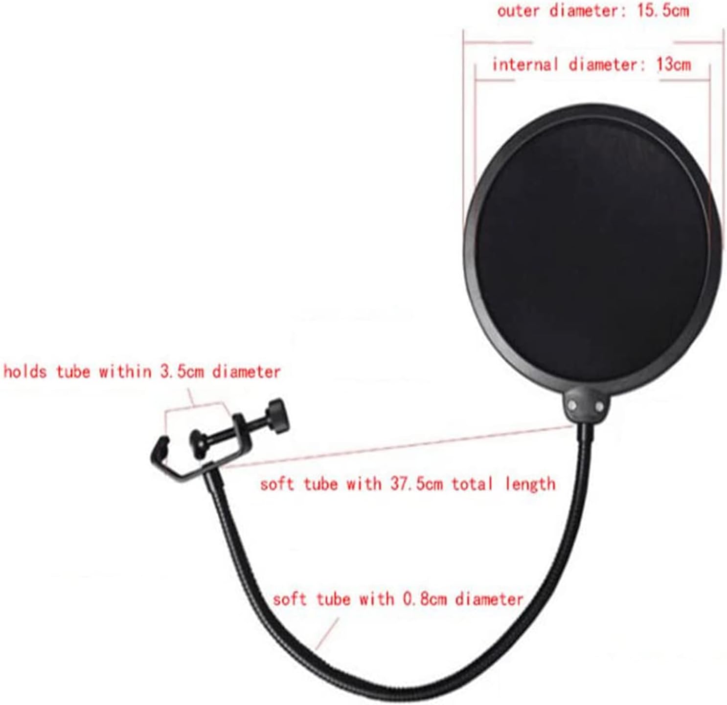 niceeshop Professional Microphone Pop Filter Mask Shield For Blue Yeti and Any Other Microphone, Mic Dual Layered Wind Pop Screen With A Flexible 360° Gooseneck Clip Stabilizing Arm for Easy Installation - Black