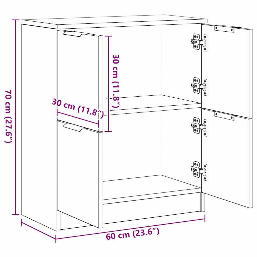 vidaXL Aparador de Madera de ingeniería Roble Artisan 60x30x70 cm