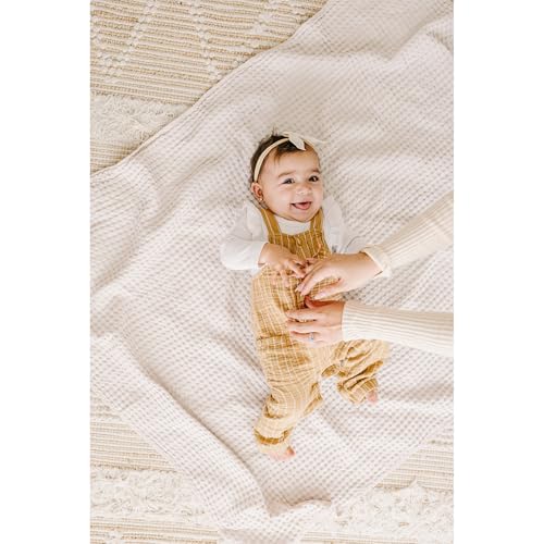 Image of Konssy Waffle Baby Blanket for Boys & Girls, Soft Newborn Swaddle Blanket | Waffle Knit, Cozy Crib Blanket Neutral for Nursery, Stroller & Toddler Bed, Machine Washable, 47 inch x 33 inch(Oat)
