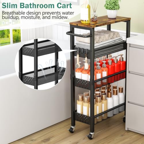 Vivihomety 4-Tier Slim Utility Rolling Laundry Cart - Image 3