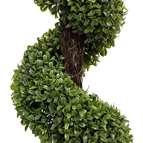 Greenbrokers 2 X Artificial Premium Quality Topiary Boxwood Spiral Trees In Black Pot For Indoor Outdoor Decor, Uv Stable (4Ft/120Cm) … #TOP1