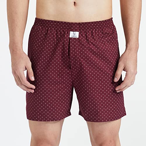 Image of Longies Pure Cotton Men Printed Boxers Pack of 3 Regular Shorts (LGBOXPO3V003 Navy,Maroon,Off White3263 XL)