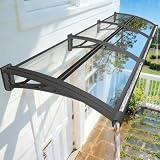 NacstarHome Pensilina Tettoia da Esterno 80x90cm, Resistente alle Intemperie Pensilina con Lavandino per Balcone per Finestra Tetto Piastra in Policarbonato Trasparente, Staffa Grigio