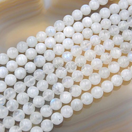 Natural White Moonstone Gemstone Round Loose Beads (10mm) - Image 3