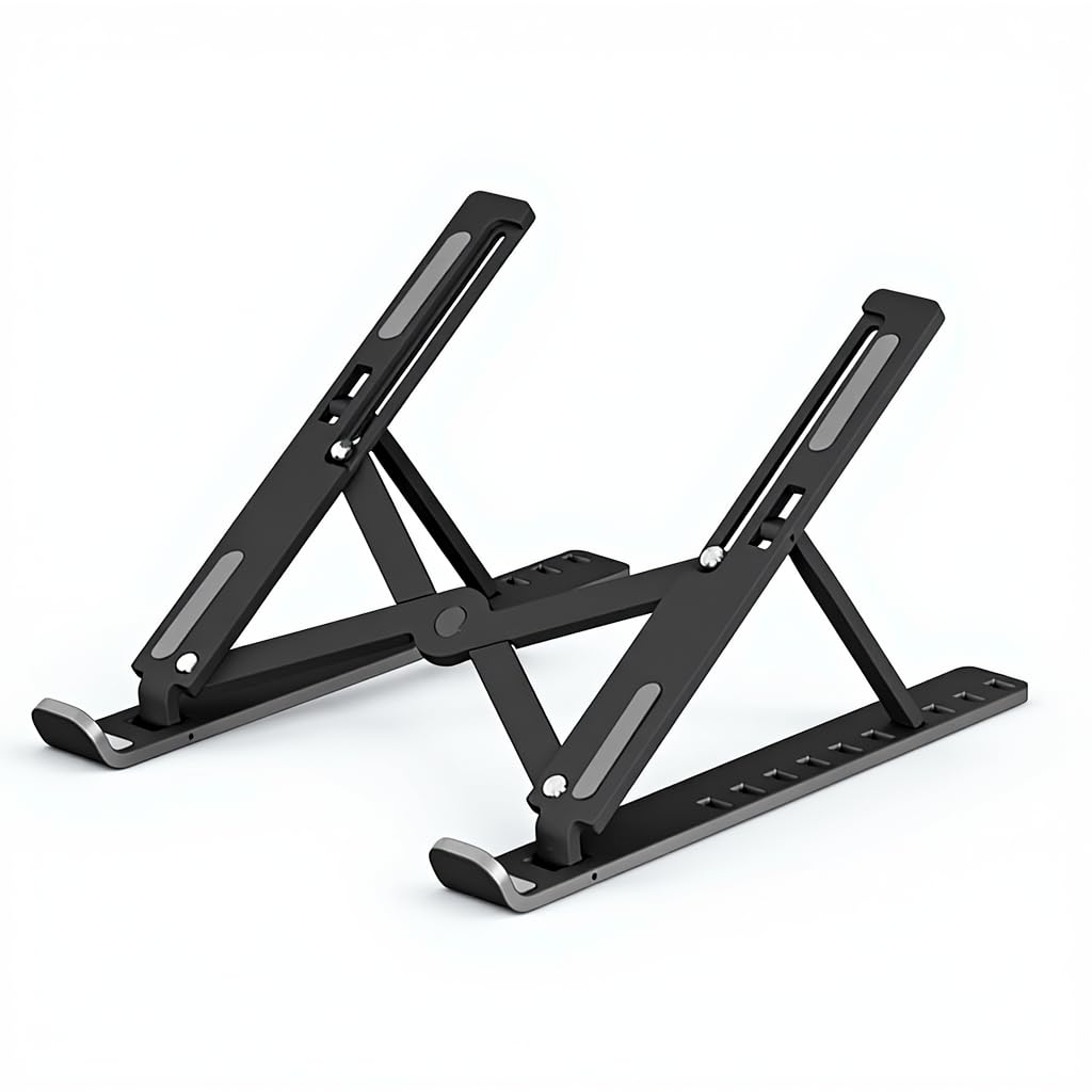 Portable Laptop Stand N3 Folding Cooling Base Adjustable 10-Position Angle for Laptops & Tablets Black Plastic 28cm Length 190g Portable Portable Laptop Stand N3 Folding Cooling Base Adjustable 10-Position Angle for Laptops & Tablets Black Plastic 28cm Length 190g Portable