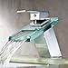 Widespread Waterfall Bathroom Sink Faucet with Glass Spout Chrome Finish Deck Mount Vessel Sink Vanity Bathtub Mixer Taps