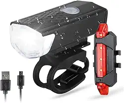 Kit Conjunto de Farol e Lanterna para Bike Traseira para Bicicleta Impermeável 3 Modos de Luz Cabom USB Incluídos Premium FastJoy