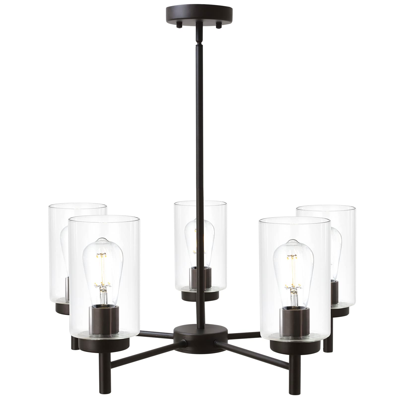 VINLUZ 5-Light Clear Glass Chandelier