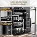 Grufle Media Storage Cabinet with Tempered Glass Door, 3 Adjustable Shelves Stereo Cabinet with Cable Management, AV Rack for Living Room/Gaming Setup/Home Studio Audio Rack (Black)