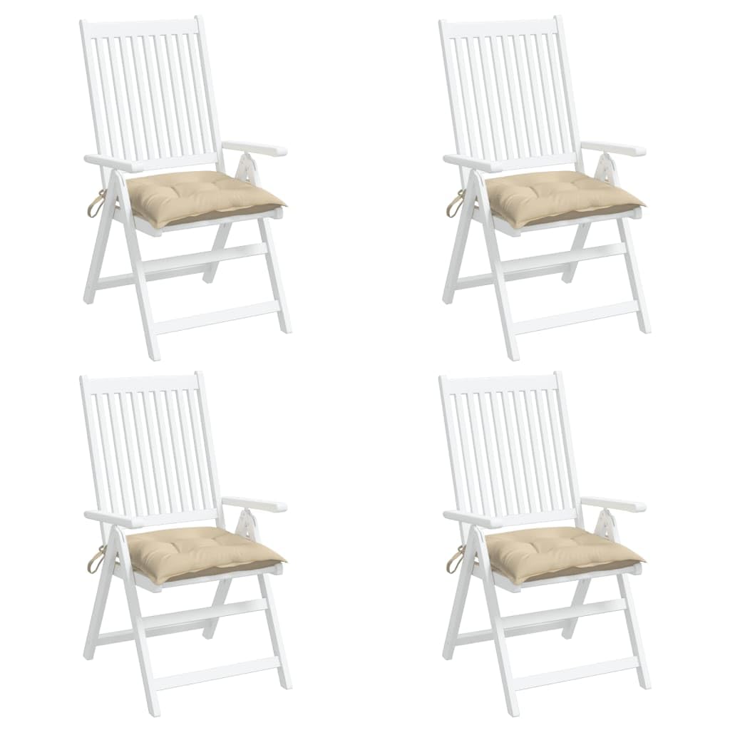 vidaXL Lot de 4 Coussins de Chaise, Galette de Siège avec Jeux de Cordes, Coussin d'Extérieur Imperméable, Beige 40x40x7 cm Tissu Oxford