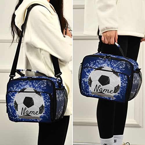 Glaphy Custom Soccer Lunch Bag For Boys Kids, Football Personalized Your Name Lunch Tote Bags Insulated Lunch Box For Office Work School Picnic #TOP4