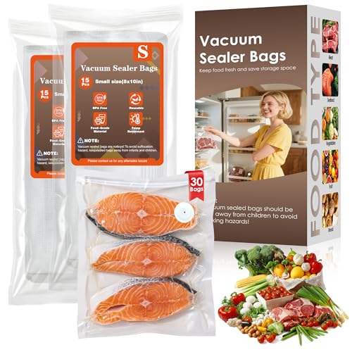 Image of Reusable Vacuum Sealer Bags for Food - 30 Small (8 x 10 in) For Elxis Vacuum Sealer (Without Vacuum Sealer)