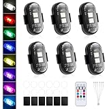 Pack de 6 Luces Strobe LED Magnéticas con Control Remoto, Luces estroboscópicas LED Inalámbricas, Luces Anticolisión...