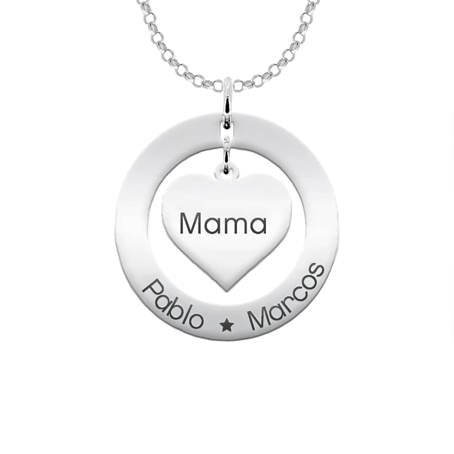 Mi Joya Personalizada Mi Joya Personalizada - Collar Con Nombre Personalizado - Colgante Corazón con Nombres o Mensaje Grabado Plata de Ley - Regalo para Pareja Esposa Abuela Mujer Madre Hija Cumpleaños o Navidad