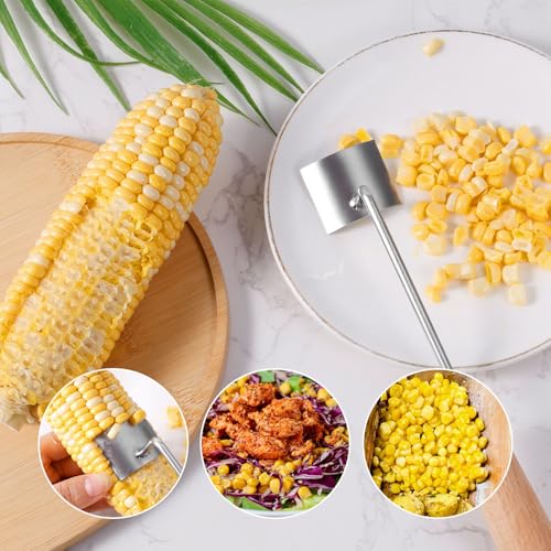 Nqeuepn 1032157 Corn Peeler For Corn On The Cob, Stainless Steel Stripper Kernel Remover Planer Scraper Husker Sheller For Corn With Wooden Handle Corn Cob Cutter Thresher thumb #5